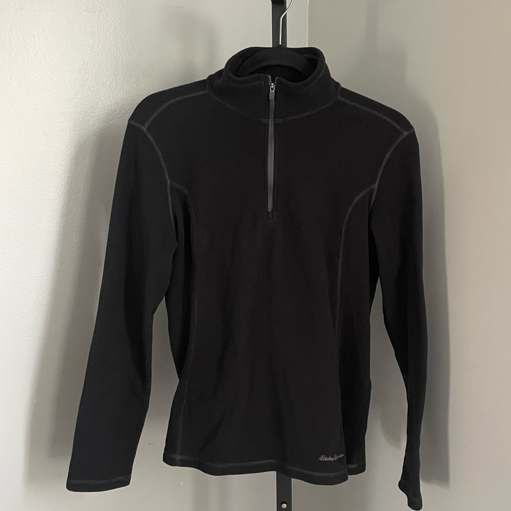 Eddie Bauer Black Quarter Zip Fleece Size Medium